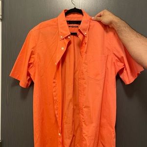 Nautica Salmon/Peach Short Sleeved Button Down Shirt (Mens)